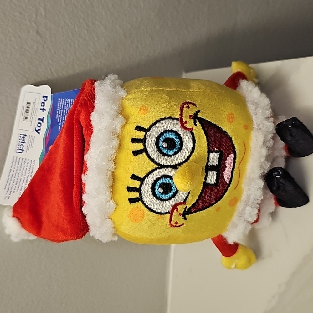 SpongeBob SquarePants 6" Santa and Plankton Plush Duo Pet Toys. NWT. - Picture 7 of 9